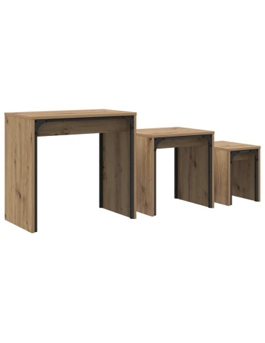 Tavolino da salotto 3 pcs Rovere artigianale Legno multistrato