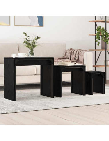 Tavolino da salotto 3 pcs Rovere Nero Legno multistrato