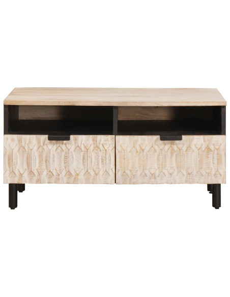 Tavolino da salotto con cassetto Bianco 80 x 54 x 40 cm