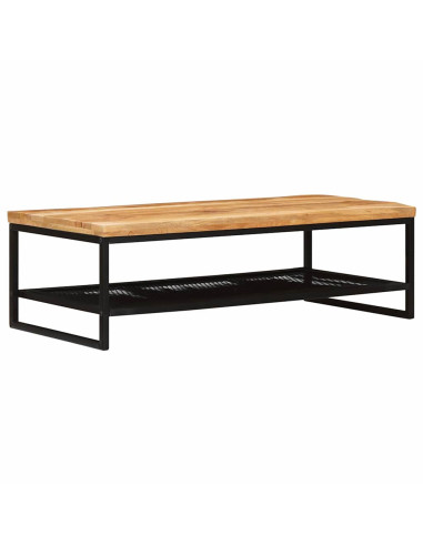 Tavolino da salotto Marrone e Nero Legno di mango massello