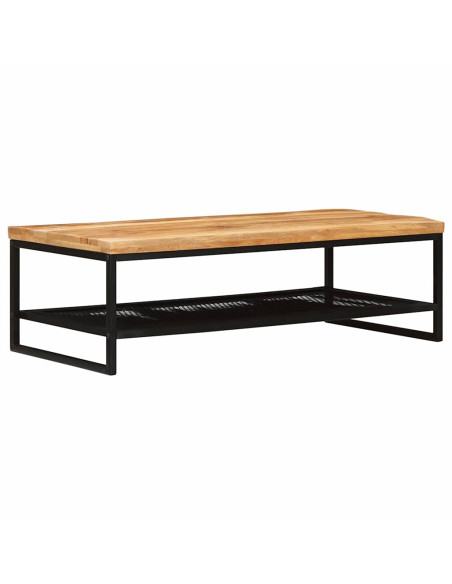 Tavolino da salotto Marrone e Nero Legno di mango massello