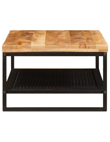 Tavolino da salotto Marrone e Nero Legno di mango massello