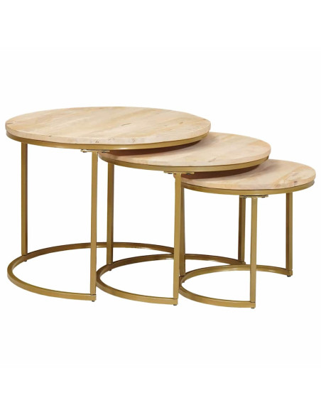 Tavoli da Caffè Nido 3 pcs Legno massello di mango e acciaio