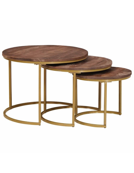 Tavoli da Caffè Nido 3 pcs Legno massello di mango e acciaio