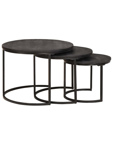 Tavoli da Caffè Nido 3 pcs Legno massello di mango e acciaio