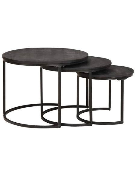 Tavoli da Caffè Nido 3 pcs Legno massello di mango e acciaio