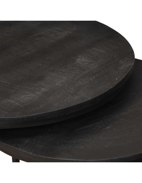 Tavoli da Caffè Nido 3 pcs Legno massello di mango e acciaio