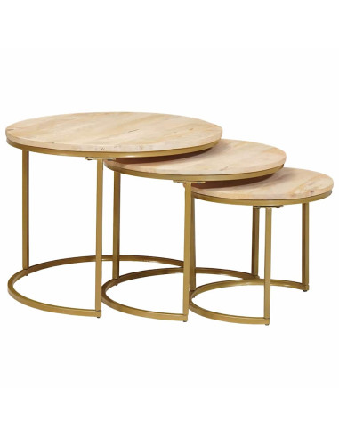Tavoli da Caffè Nido 3 pcs Legno massello di mango e acciaio