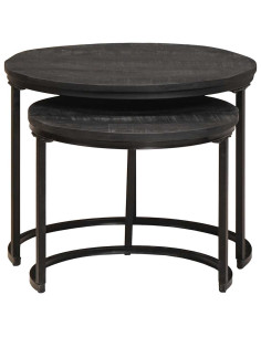 Tavoli da Caffè Nido 2 pcs Legno massello di mango e acciaio 2