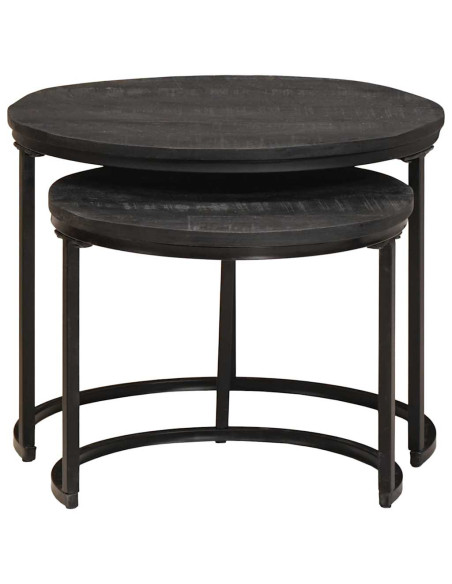 Tavoli da Caffè Nido 2 pcs Legno massello di mango e acciaio