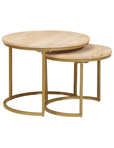 Tavoli da Caffè Nido 2 pcs Legno massello di mango e acciaio