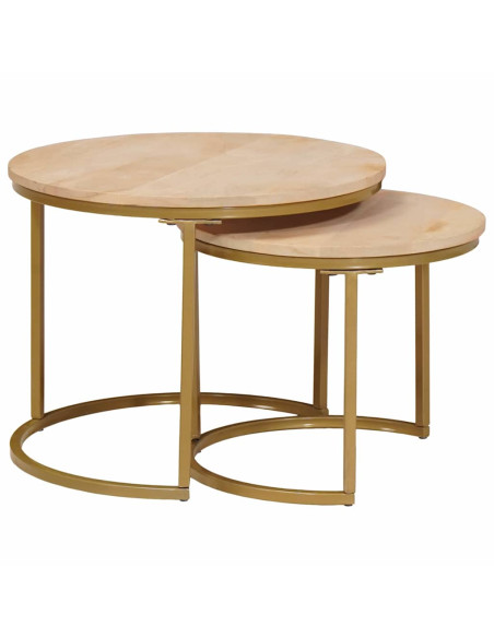 Tavoli da Caffè Nido 2 pcs Legno massello di mango e acciaio