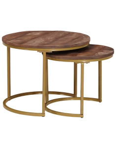 Tavoli da Caffè Nido 2 pcs Legno massello di mango e acciaio 2