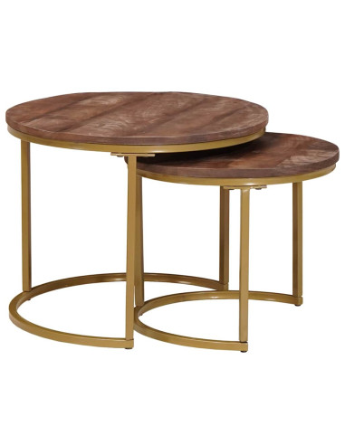 Tavoli da Caffè Nido 2 pcs Legno massello di mango e acciaio