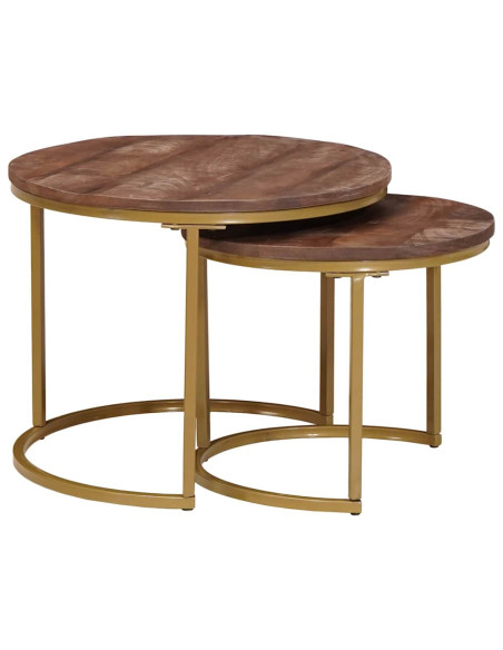 Tavoli da Caffè Nido 2 pcs Legno massello di mango e acciaio