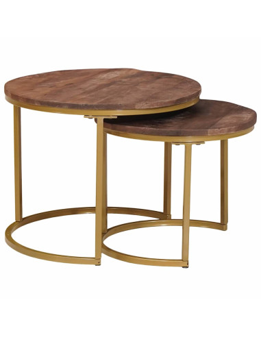 Tavoli da Caffè Nido 2 pcs Legno massello di mango e acciaio