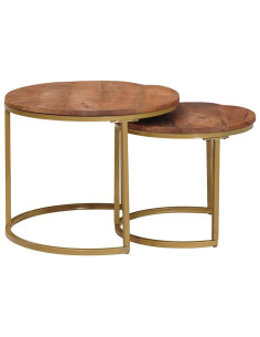 Tavoli da Caffè Nido 2 pcs Legno massello di mango e acciaio 2