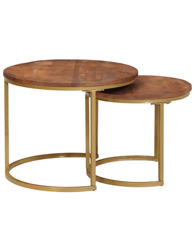 Tavoli da Caffè Nido 2 pcs Legno massello di mango e acciaio