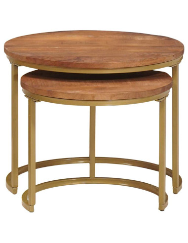 Tavoli da Caffè Nido 2 pcs Legno massello di mango e acciaio