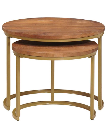 Tavoli da Caffè Nido 2 pcs Legno massello di mango e acciaio