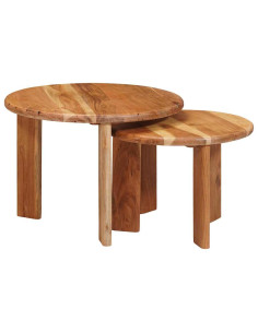 Tavoli da Caffè Nido 2 pcs Marrone Legno di Acacia Massello 2