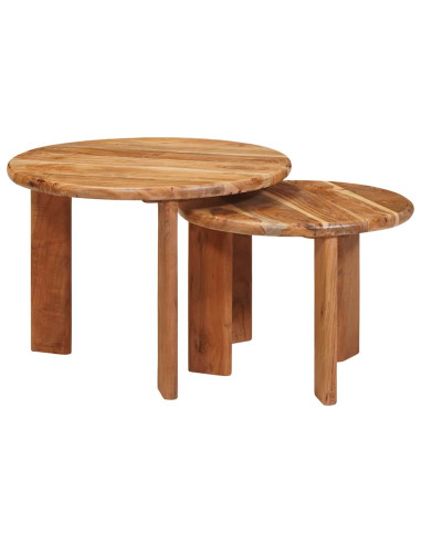 Tavoli da Caffè Nido 2 pcs Marrone Legno di Acacia Massello