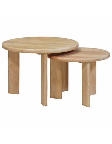 Tavoli da Caffè Nido 2 pcs Nero Legno di mango massello