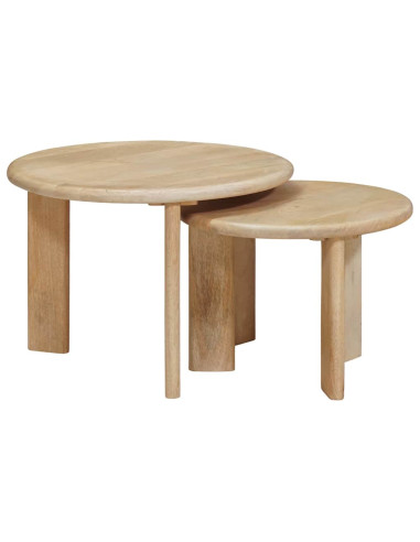 Tavoli da Caffè Nido 2 pcs Nero Legno di mango massello