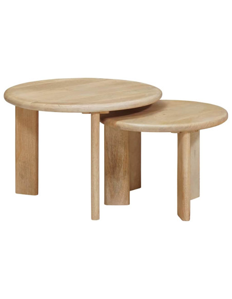 Tavoli da Caffè Nido 2 pcs Nero Legno di mango massello