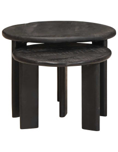 Tavoli da Caffè Nido 2 pcs Bianco Legno di mango massello 2