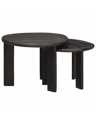 Tavoli da Caffè Nido 2 pcs Bianco Legno di mango massello