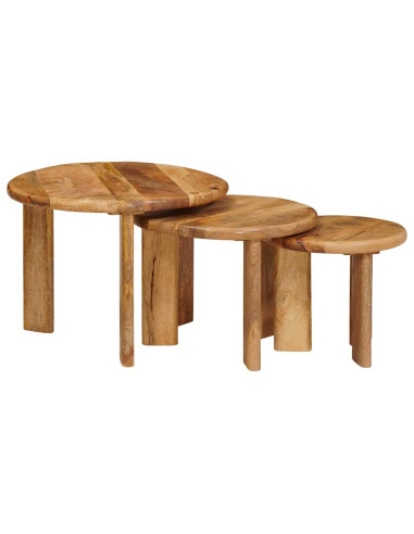 Tavoli da Caffè Nido 3 pcs Marrone Legno di mango massello