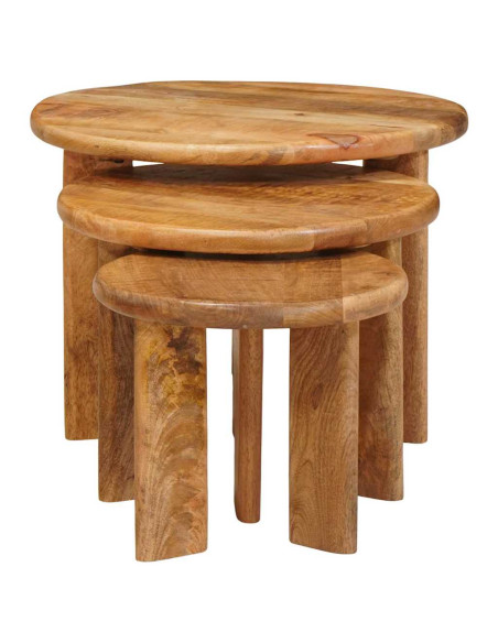 Tavoli da Caffè Nido 3 pcs Marrone Legno di mango massello