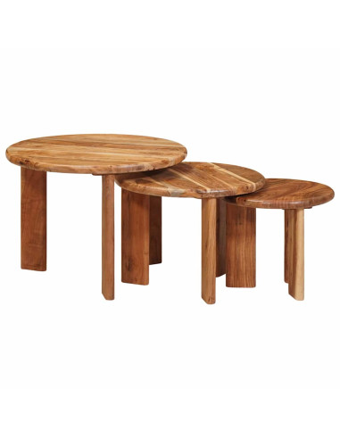 Tavoli da Caffè Nido 3 pcs Marrone Legno di Acacia Massello