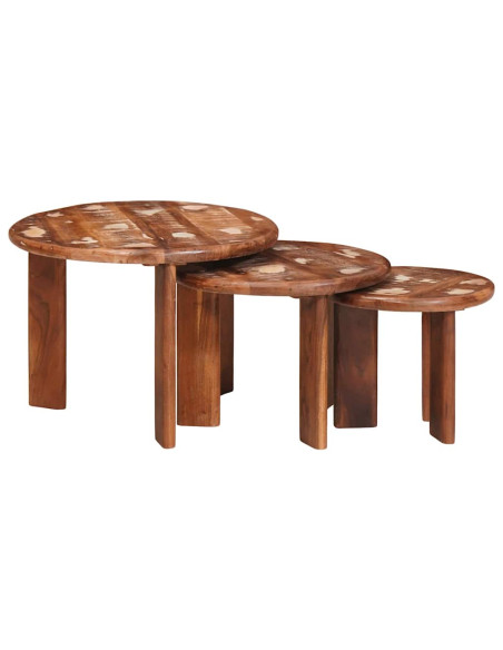 Tavoli da Caffè Nido 3 pcs Multicolore Legno massello riciclato