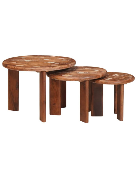 Tavoli da Caffè Nido 3 pcs Multicolore Legno massello riciclato