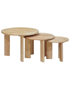 Tavoli da Caffè Nido 3 pcs Nero Legno di mango massello 2