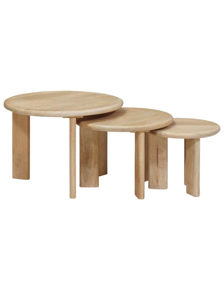 Tavoli da Caffè Nido 3 pcs Nero Legno di mango massello