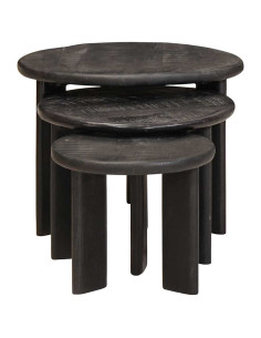 Tavoli da Caffè Nido 3 pcs Bianco Legno di mango massello 2