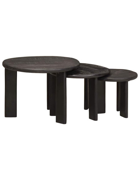 Tavoli da Caffè Nido 3 pcs Bianco Legno di mango massello