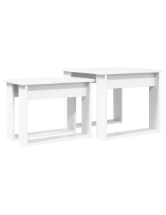 Set di Tavolini da Caffè 2 pcs Bianco Legno multistrato 2