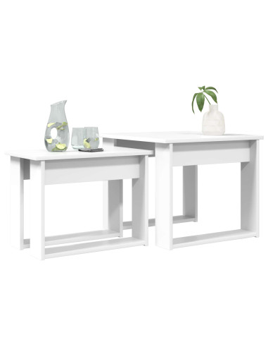 Set di Tavolini da Caffè 2 pcs Bianco Legno multistrato