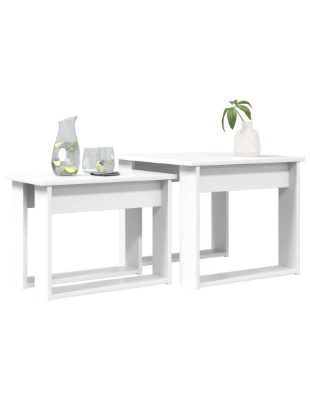 Set di Tavolini da Caffè 2 pcs Bianco Legno multistrato