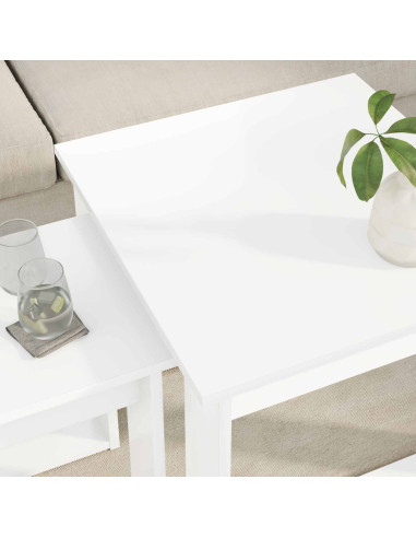 Set di Tavolini da Caffè 2 pcs Bianco Legno multistrato