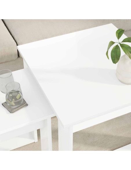 Set di Tavolini da Caffè 2 pcs Bianco Legno multistrato