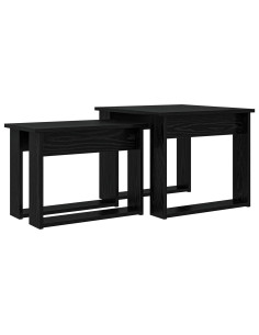 Set di Tavolini da Caffè 2 pcs Rovere Nero Legno multistrato 2