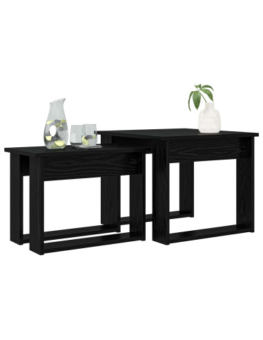 Set di Tavolini da Caffè 2 pcs Rovere Nero Legno multistrato