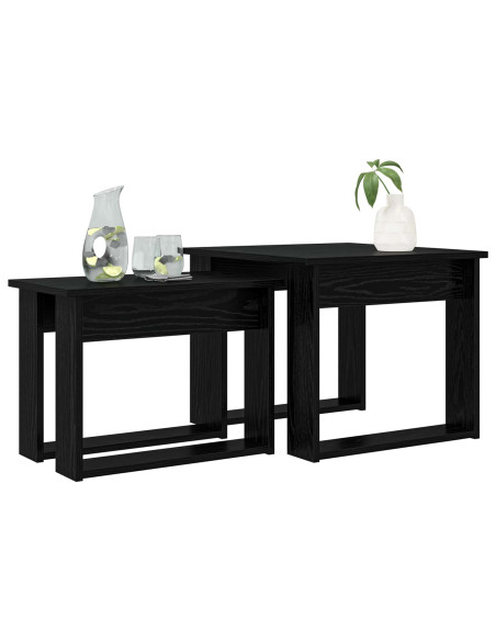 Set di Tavolini da Caffè 2 pcs Rovere Nero Legno multistrato