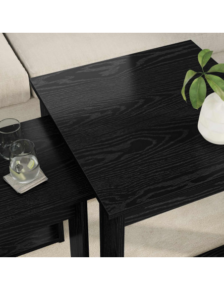 Set di Tavolini da Caffè 2 pcs Rovere Nero Legno multistrato