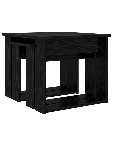 Set di Tavolini da Caffè 2 pcs Rovere Nero Legno multistrato